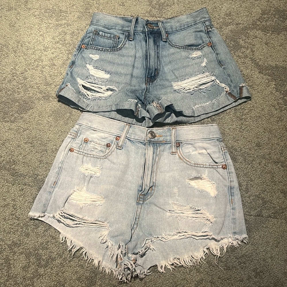 Two Aeropostale Jean Shorts - Size 0 - High Rise Shorty & Mom Short styles